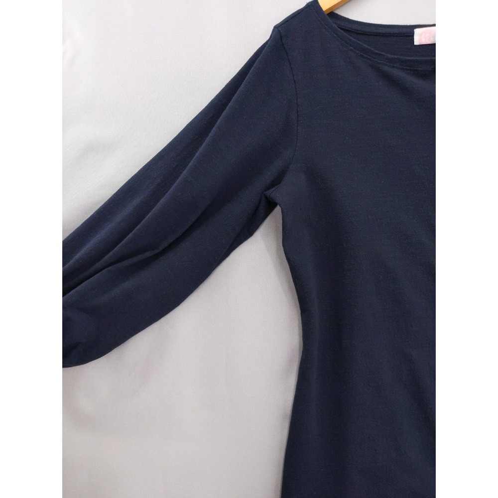 Free People FP Beach Dress Womens Medium Navy Blue Button Front Balloon Sleeve - Picture 5 of 11